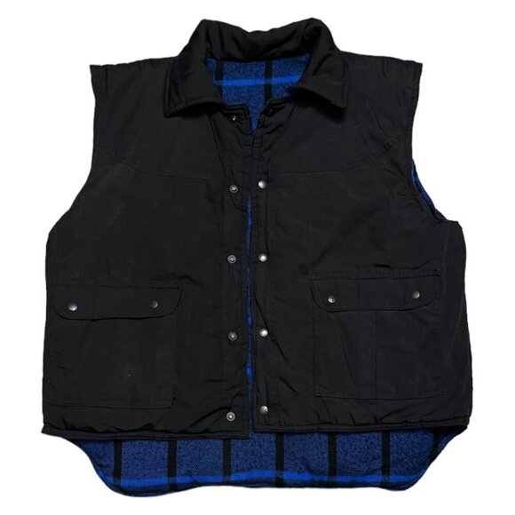 Vintage 90s AVALANCHE REVERSIBLE Plaid Blue Mens Outdoor Winter Vest XL - Picture 5 of 5